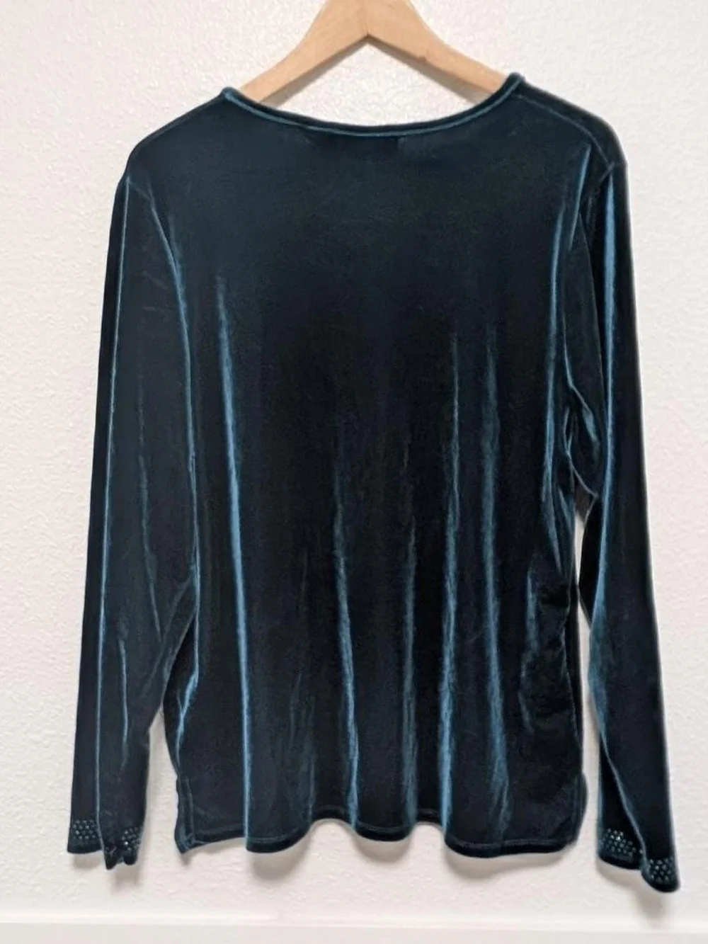 Turquoise Velvet Long-Sleeve Top